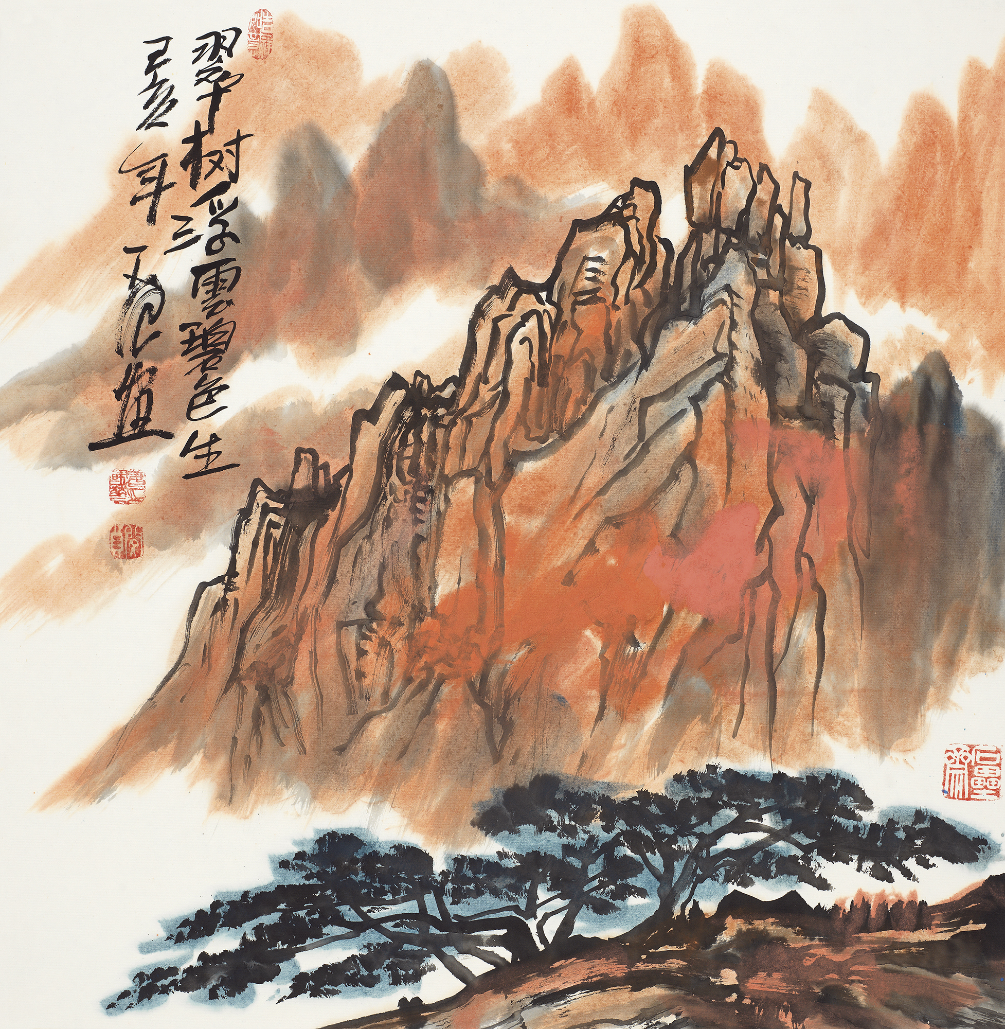 翠树浮云碧色生