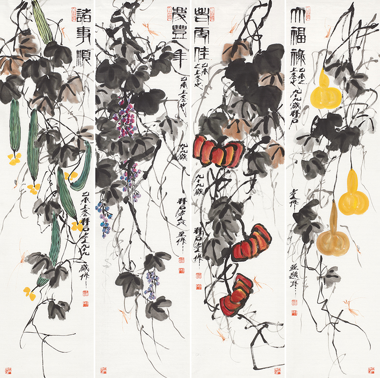 百福具臻▪花鸟四条屏2