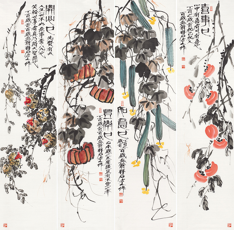 百福具臻▪花鸟四条屏5