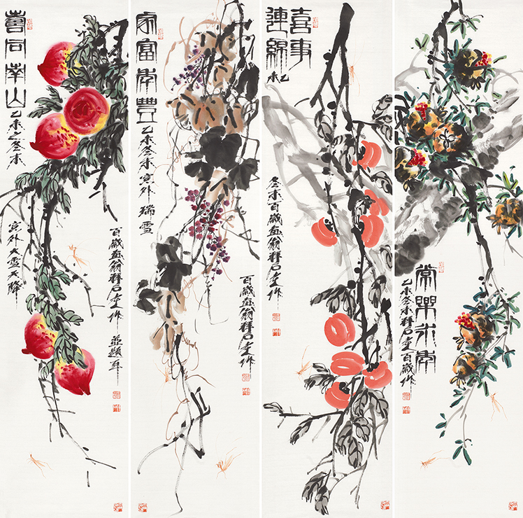 百福具臻▪花鸟四条屏9