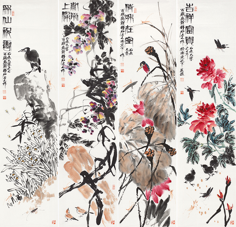 百福具臻▪花鸟四条屏4