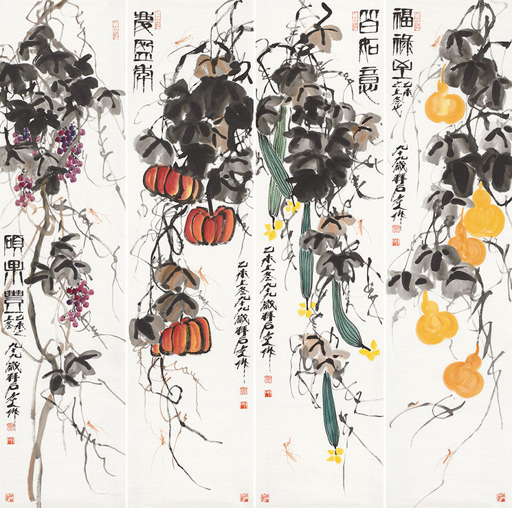 百福具臻▪花鸟四条屏6