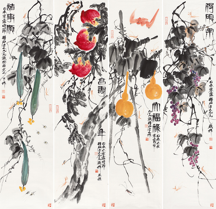 百福具臻▪花鸟四条屏3