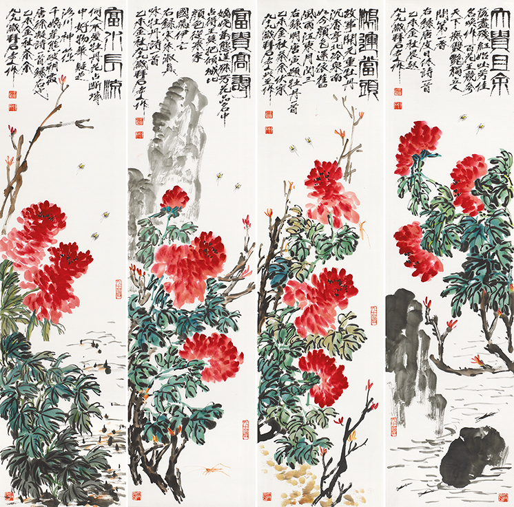 花鸟四条屏