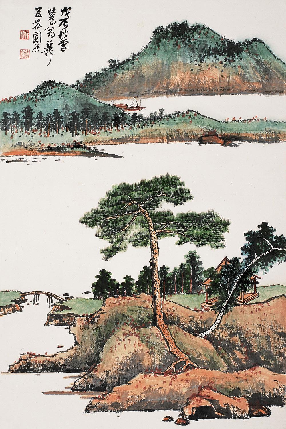 【1988年作 青绿山水 立轴 设色纸本】拍卖品_图片_价格_鉴赏_绘画