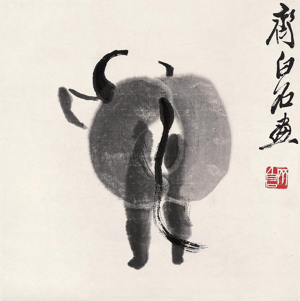 0627水牛图镜心水墨纸本