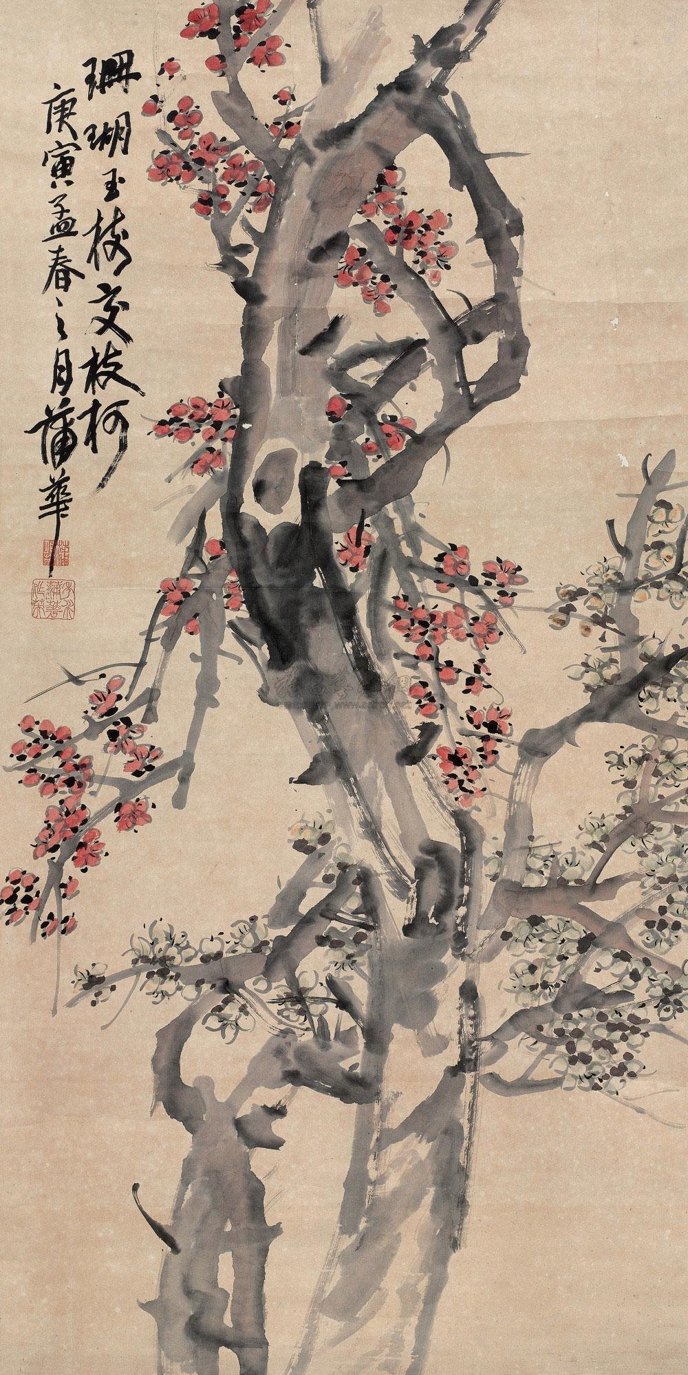 03481890年作珊瑚玉枝立轴设色纸本