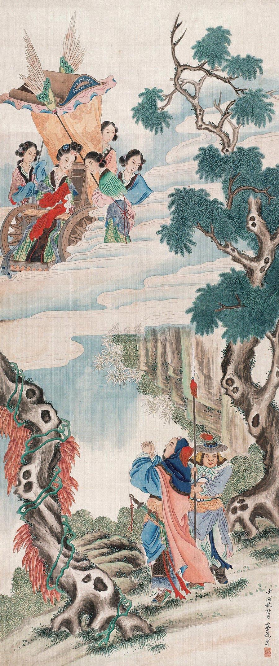 0357拜寿图立轴设色纸本