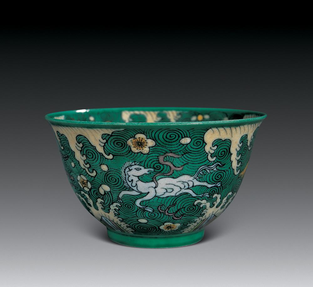 1740清素三彩海八怪碗