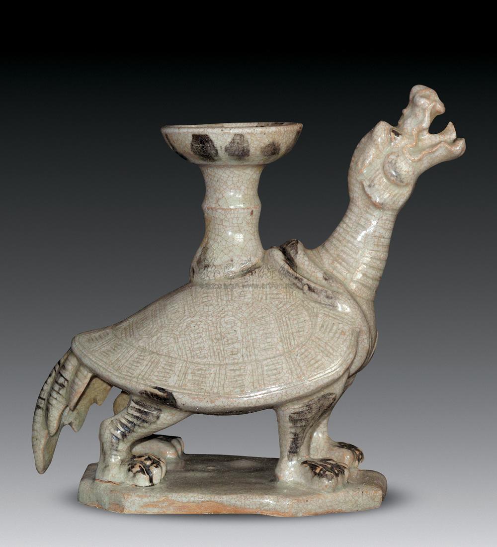 0190 宋 青釉龙首龟身长寿灯盏