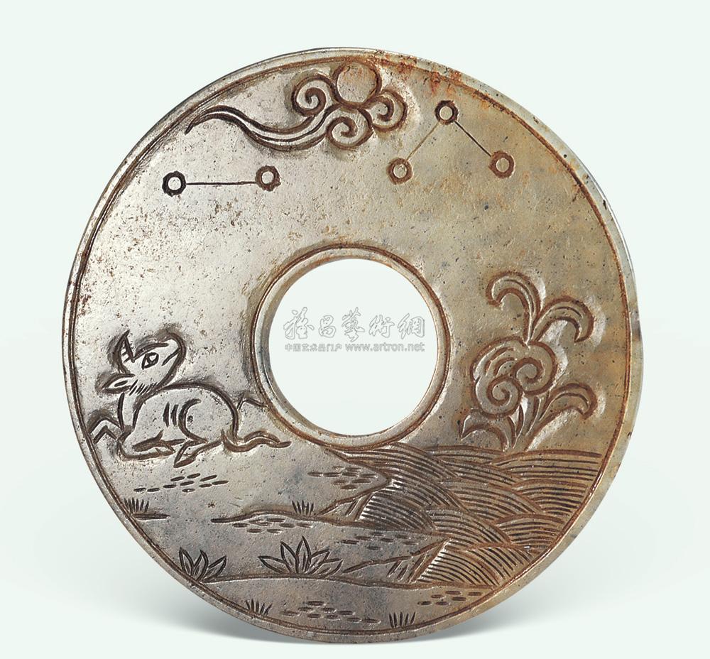 1507 清 玉雕犀牛望月璧