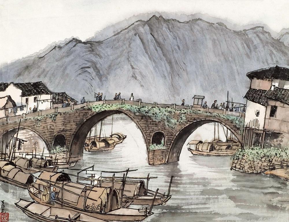 卢沟桥国画图片