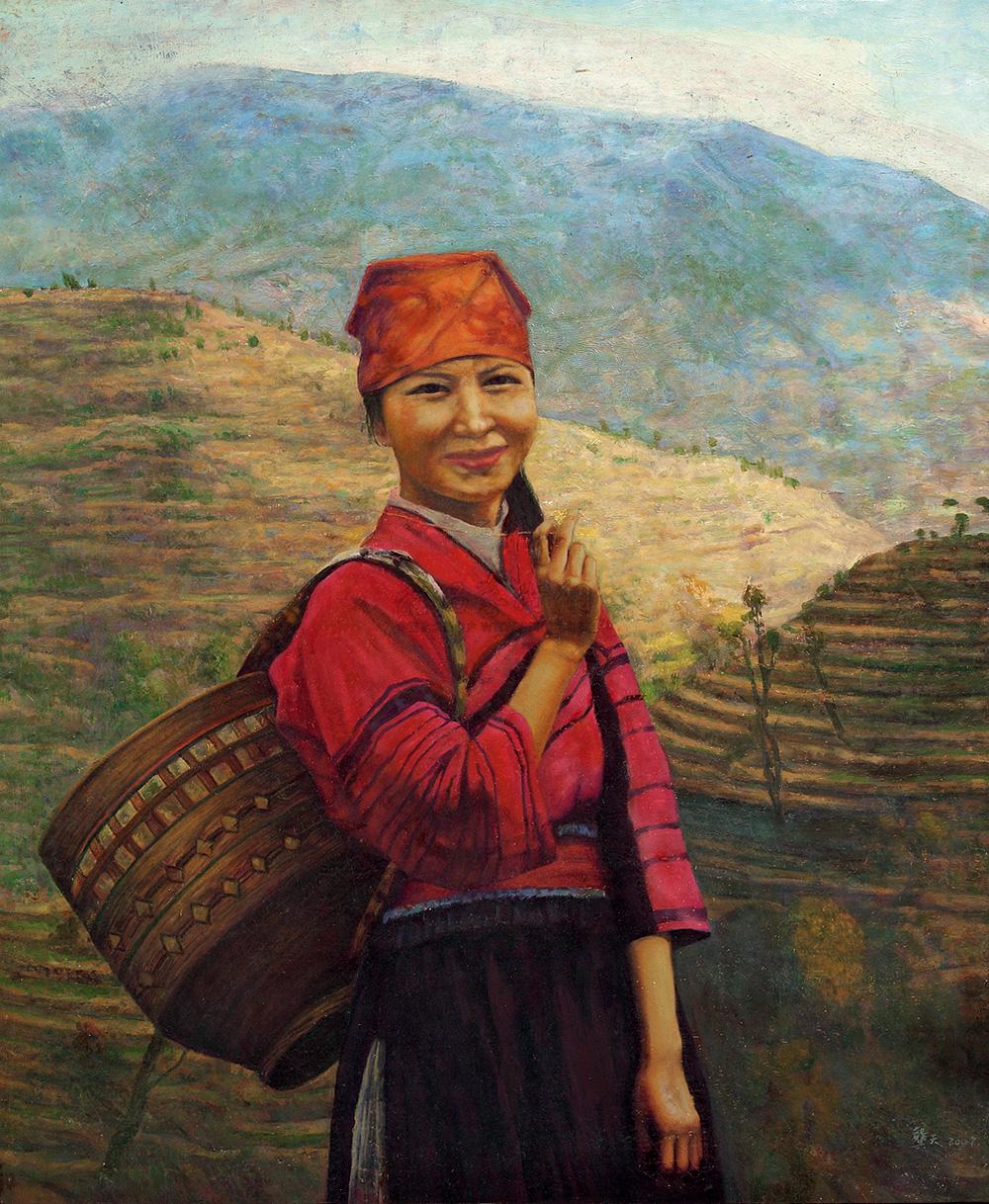【背箩女孩 布面油彩】拍卖品_图片_价格_鉴赏_油画_雅昌艺术品拍卖网