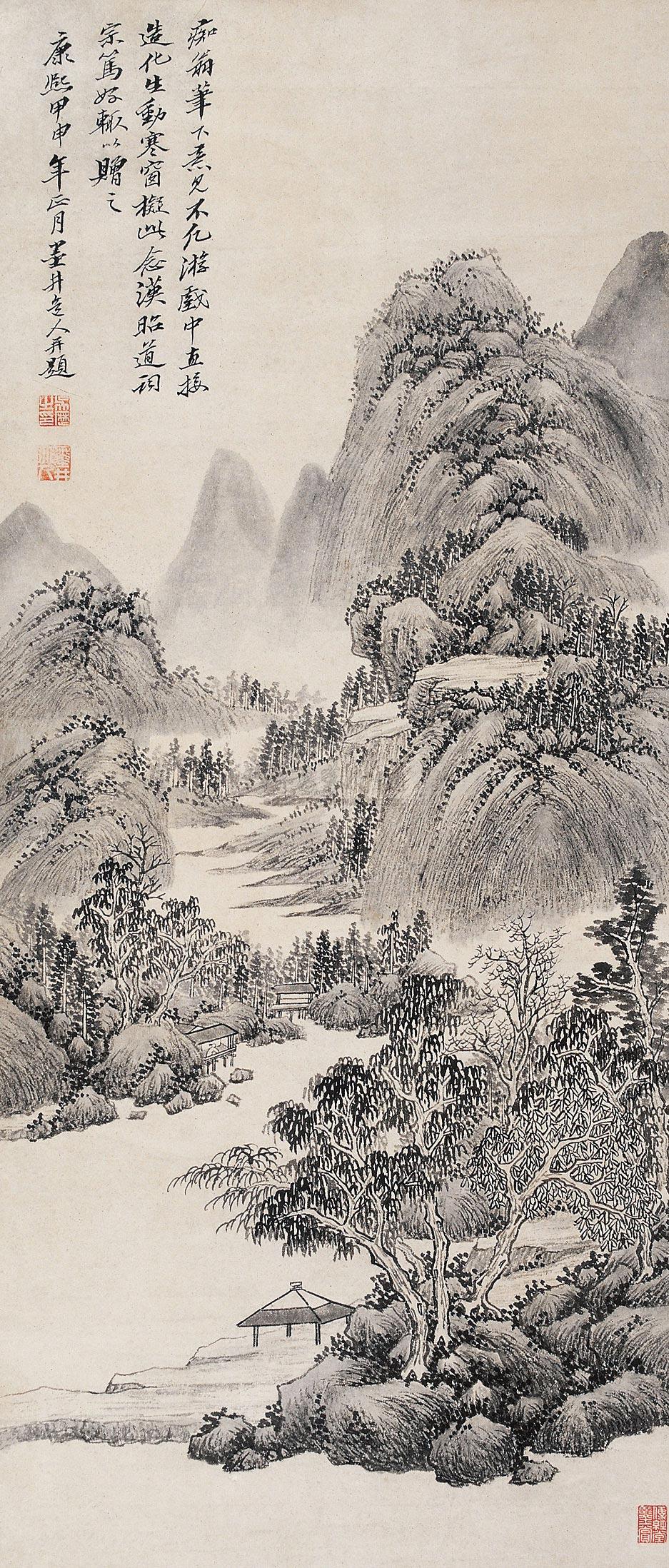 【甲申(1704年)作 春居图 立轴 纸本】拍卖品_图