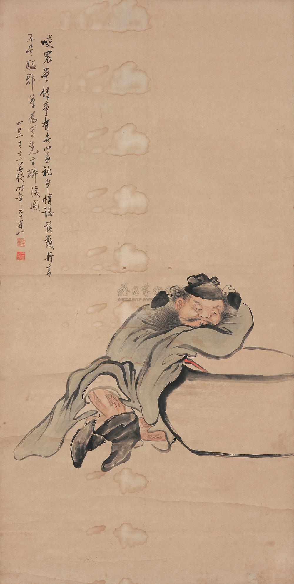 11891873年作钟馗醉酒立轴设色纸本