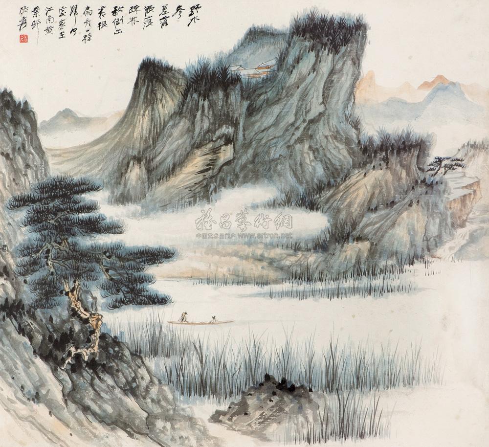 3712 1946年作 归棹图 立轴 设色纸本