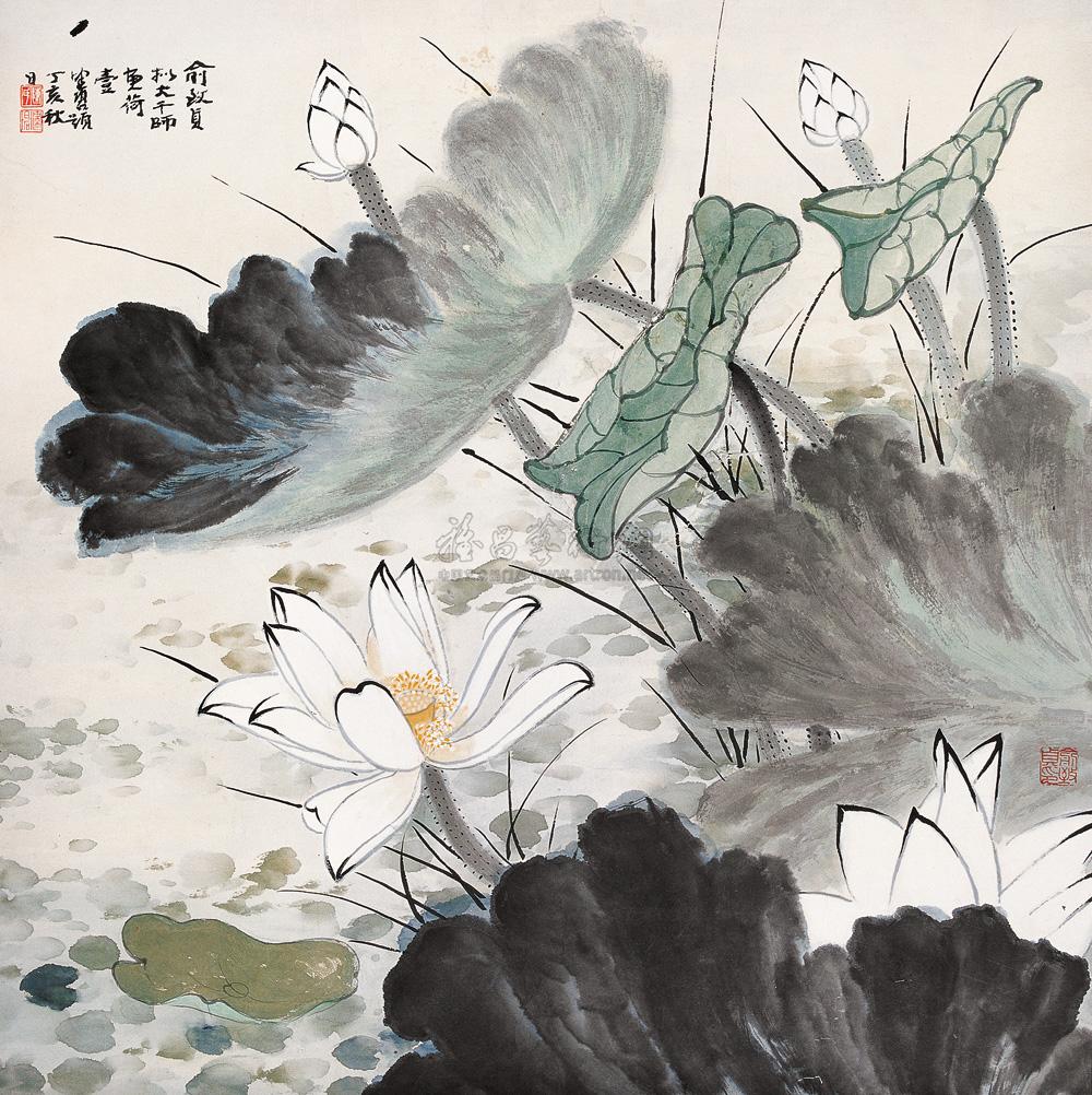 0883清水出芙蓉镜心纸本