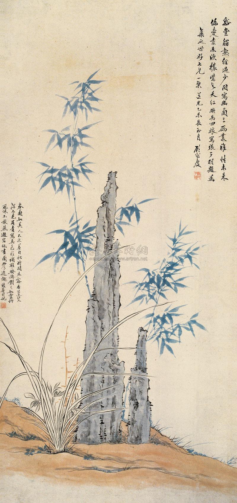 【1835年作 三友图 立轴 设色纸本】拍卖品_图片_价格_鉴赏_绘画_雅昌艺术品拍卖网