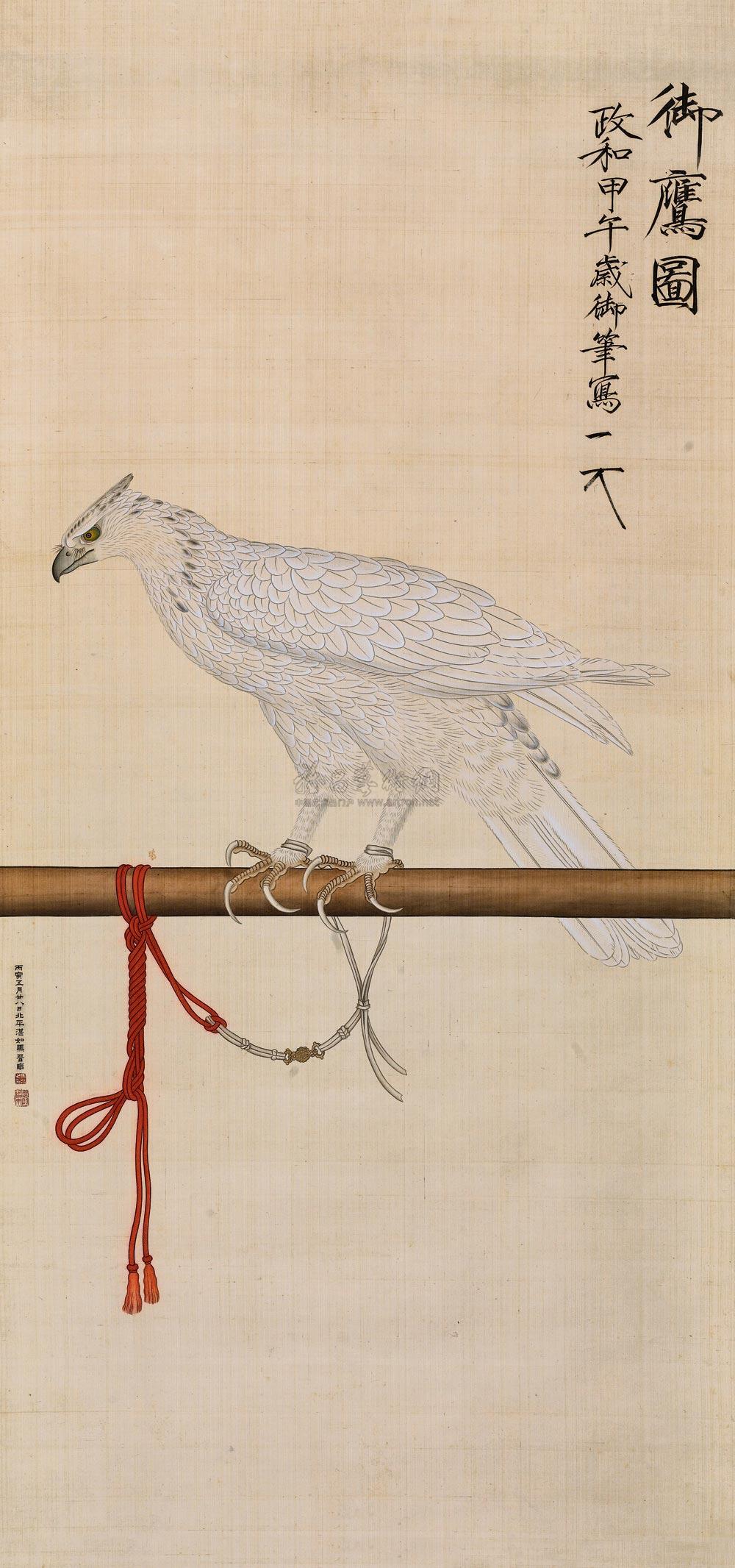 【丙寅(1926年)作 御鹰图 立轴 设色绢本】拍卖品_图片_价格_鉴赏_绘画_雅昌艺术品拍卖网