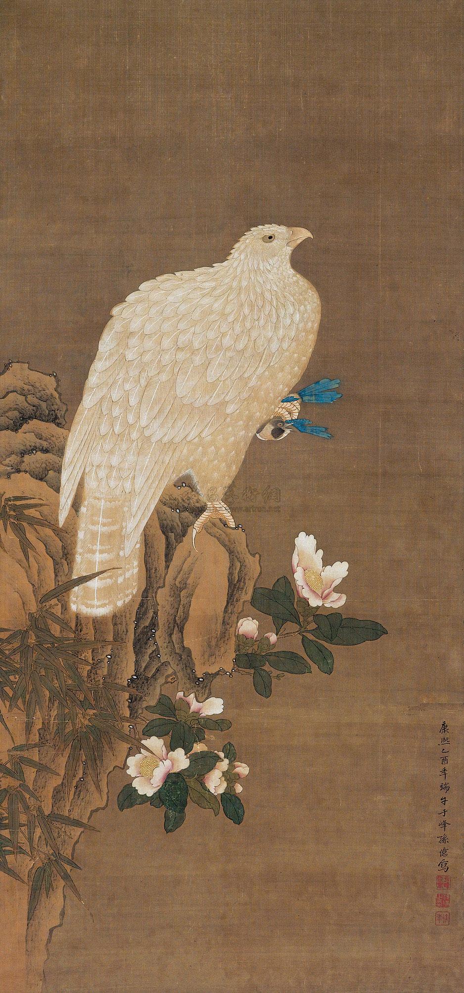 【1705年作 白鹰山茶 立轴 设色绢本】拍卖品_图片_价格_鉴赏_绘画