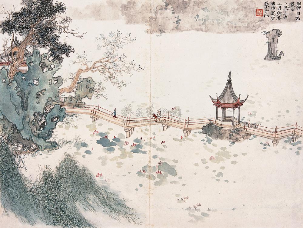 00051962年作西湖风景镜心设色纸本