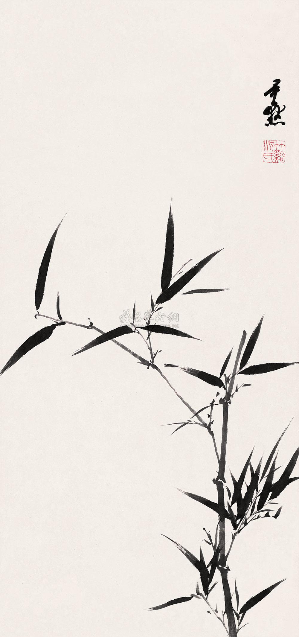0402 墨竹 立轴 水墨纸本