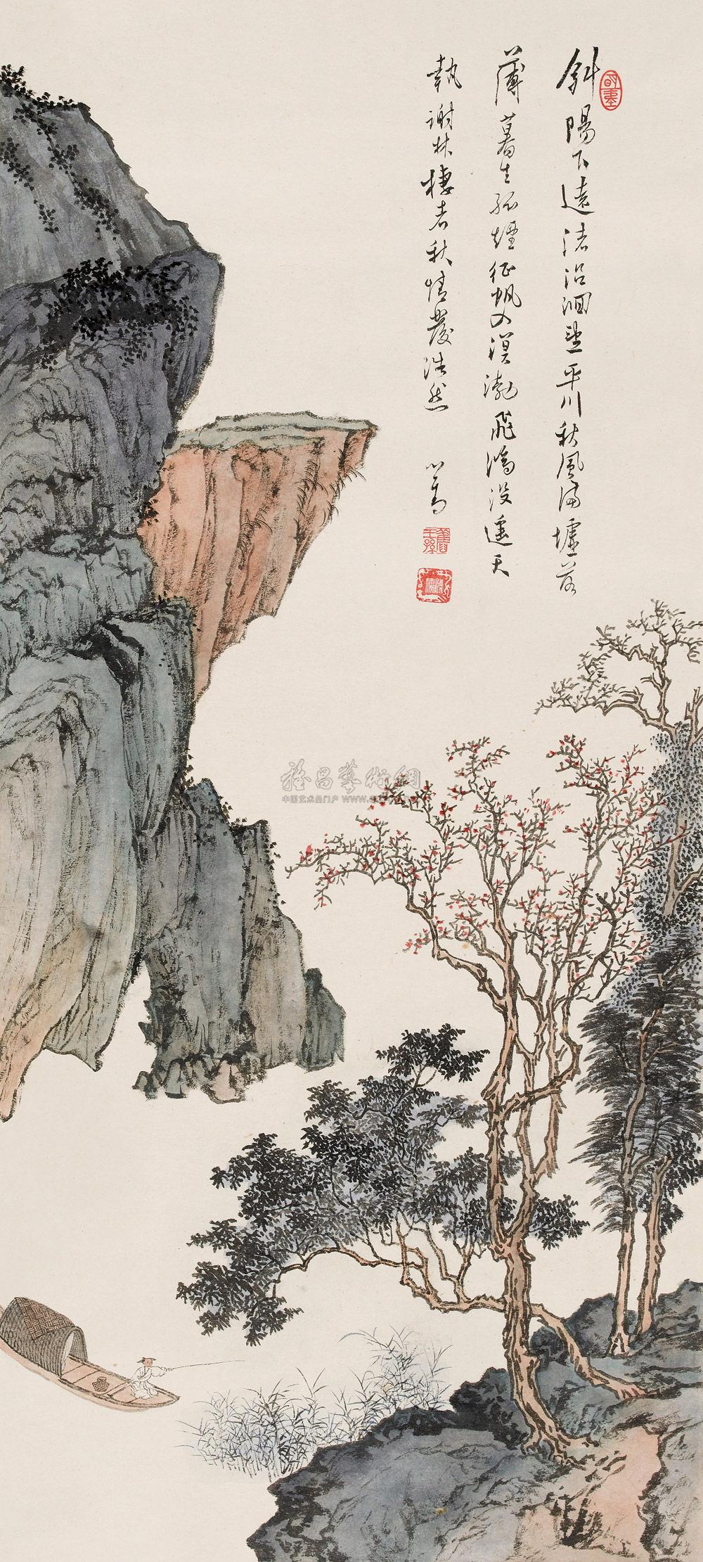 0284秋江垂钓镜心纸本