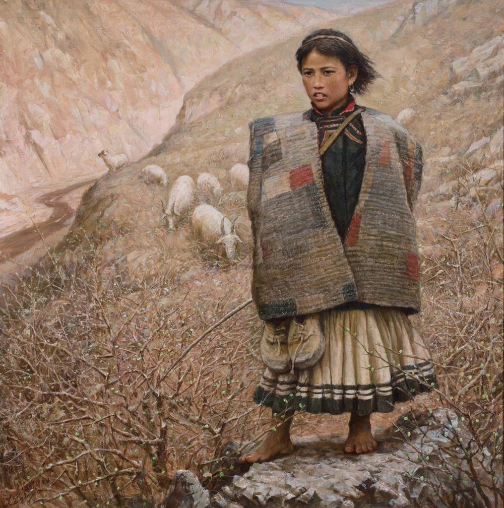 0111 1994年作 凉山娃 油画画布