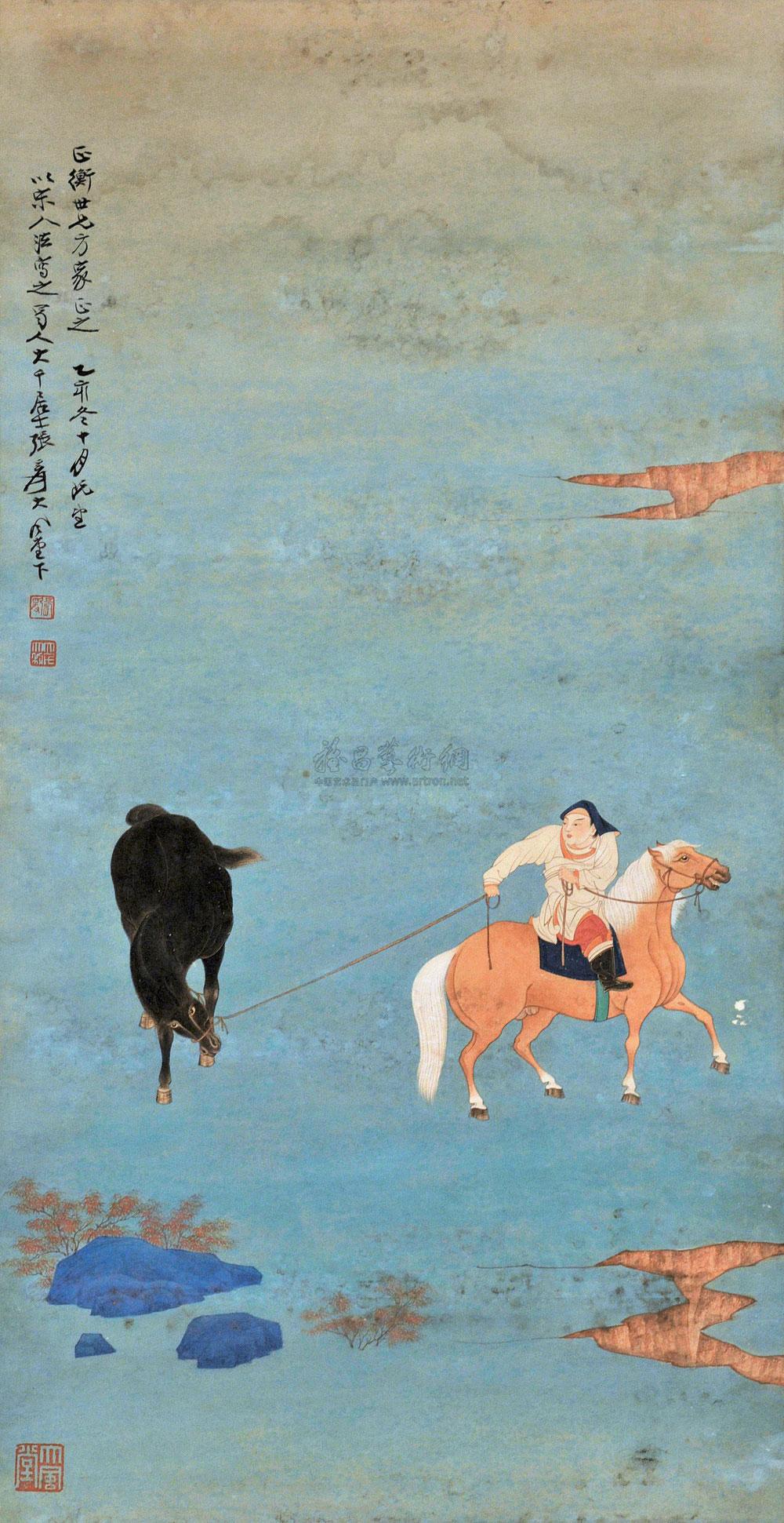 0883 放马图 立轴 纸本设色