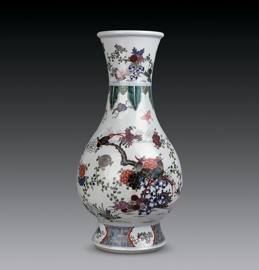 【清康熙 五彩花鸟纹瓶】拍卖品_图片_价格_鉴赏_清代五彩瓷器_雅昌