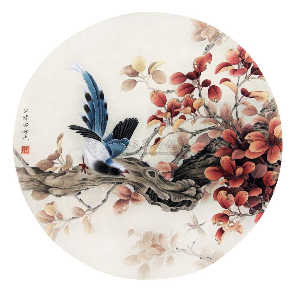 【花鸟圆扇 立轴 设色纸本】拍卖品_图片_价格_鉴赏_绘画_雅昌艺术品
