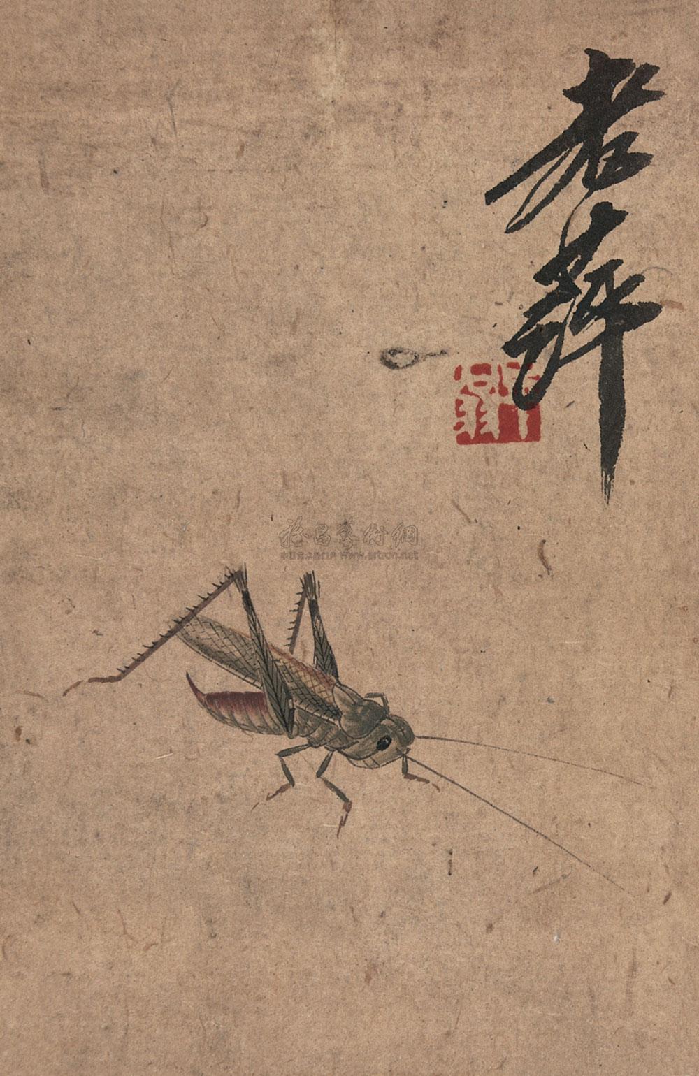 0143草虫立轴纸本