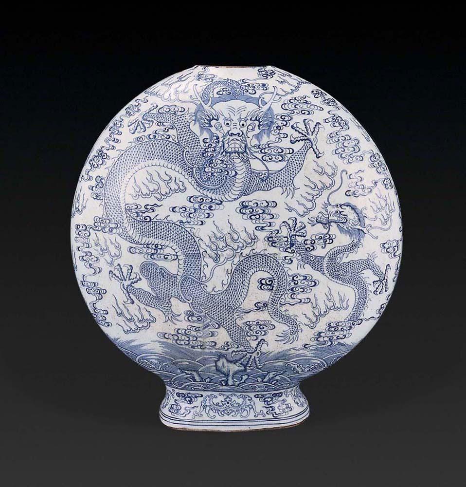 【清乾隆 青花龙纹扁瓶】拍卖品_图片_价格_鉴赏_清代青花瓷器_雅昌