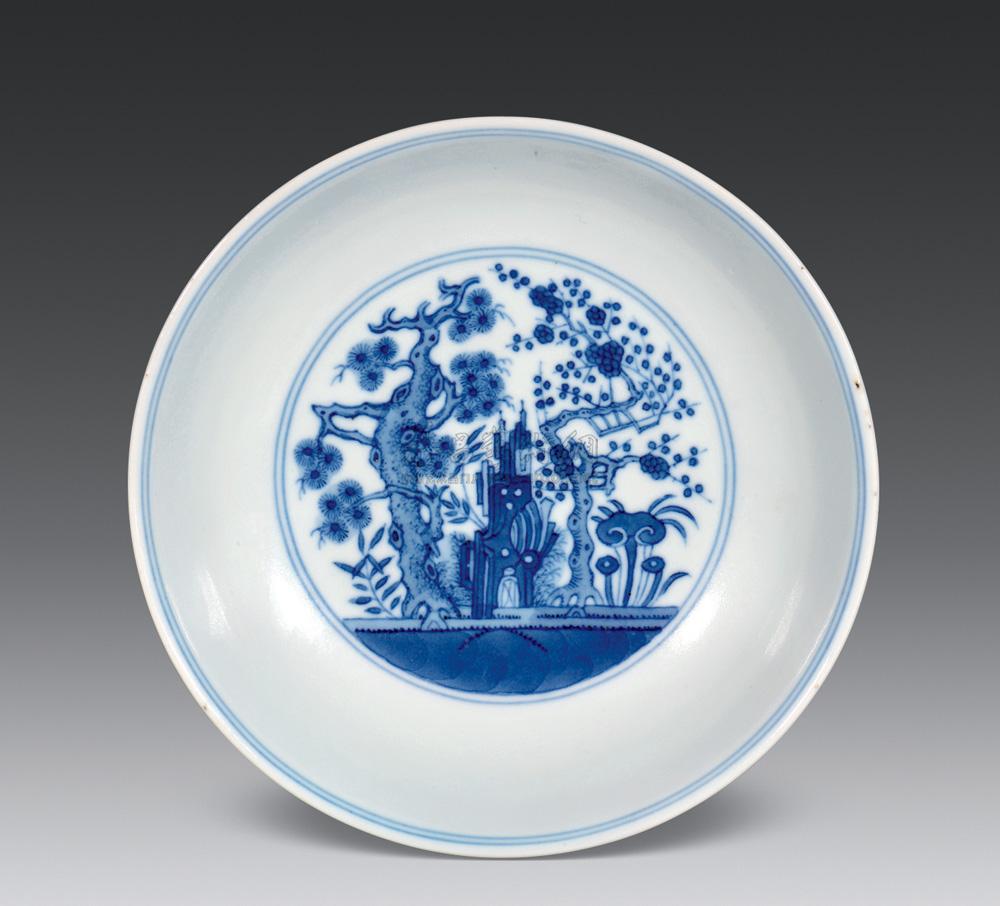 【清道光 青花松竹梅纹盘】拍卖品_图片_价格_鉴赏_清代青花瓷器_雅昌