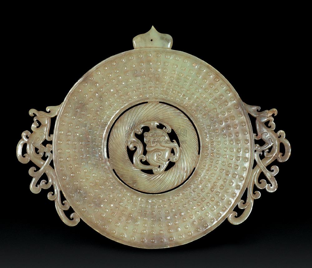 0629汉代青黄玉凤纹出廓璧