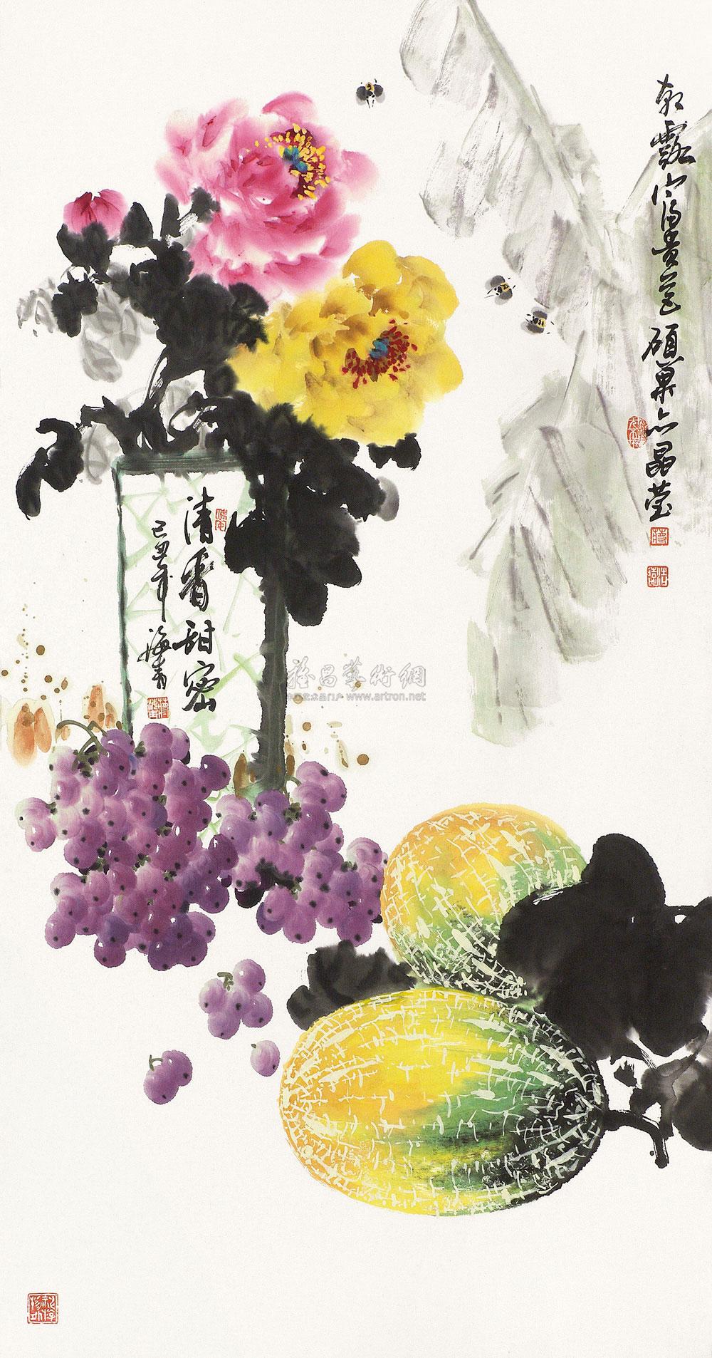 0148春华秋实镜心纸本
