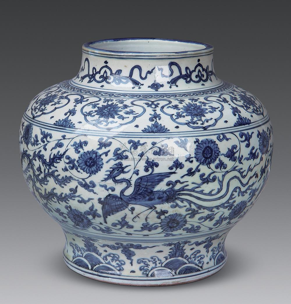 【明正德 青花凤穿花罐】拍卖品_图片_价格_鉴赏_明代青花瓷器_雅昌