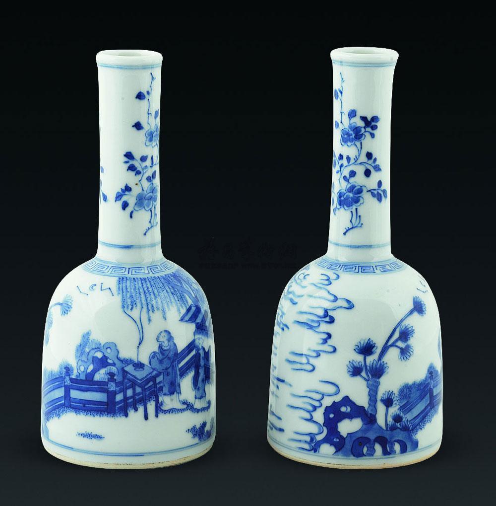 【清雍正 青花人物摇铃尊 (一对)】拍卖品_图片_价格_鉴赏_清代青花