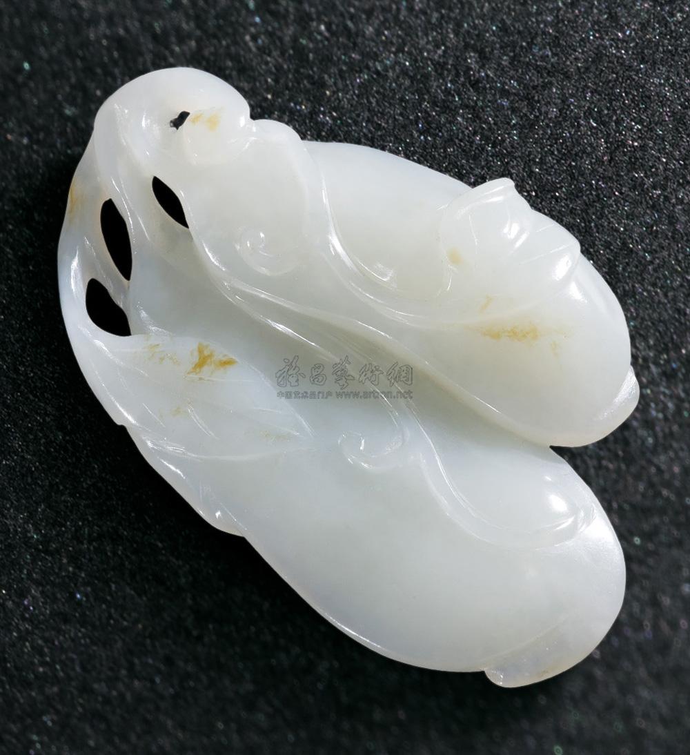 0130清中期白玉留皮双扁豆