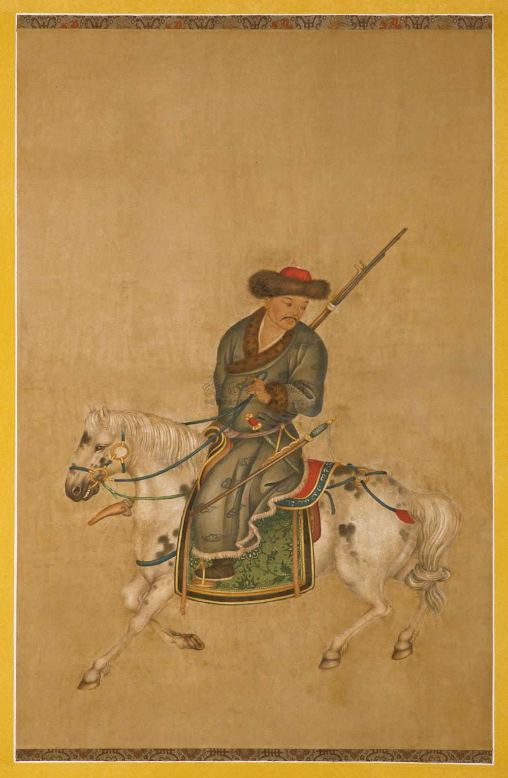 0163 清 佚名"胡人骑马" 镜心 设色绢本