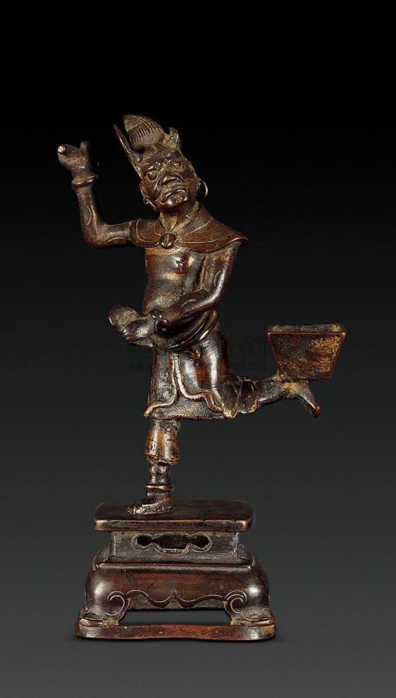 0063明铜鎏金魁星踢斗立像