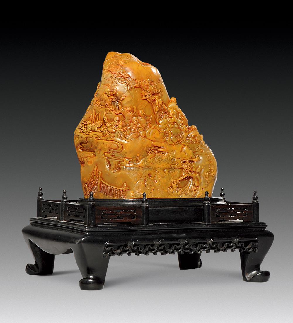 0491寿山石十八罗汉山子