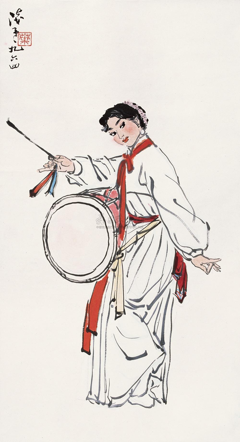 【1964年作 长鼓舞 立轴 纸本】拍卖品_图片_价格_鉴赏_绘画_雅昌艺术