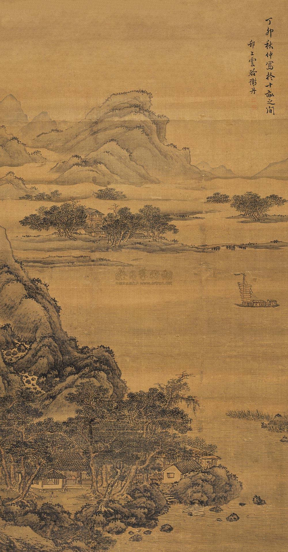 0165山水立轴水墨绢本