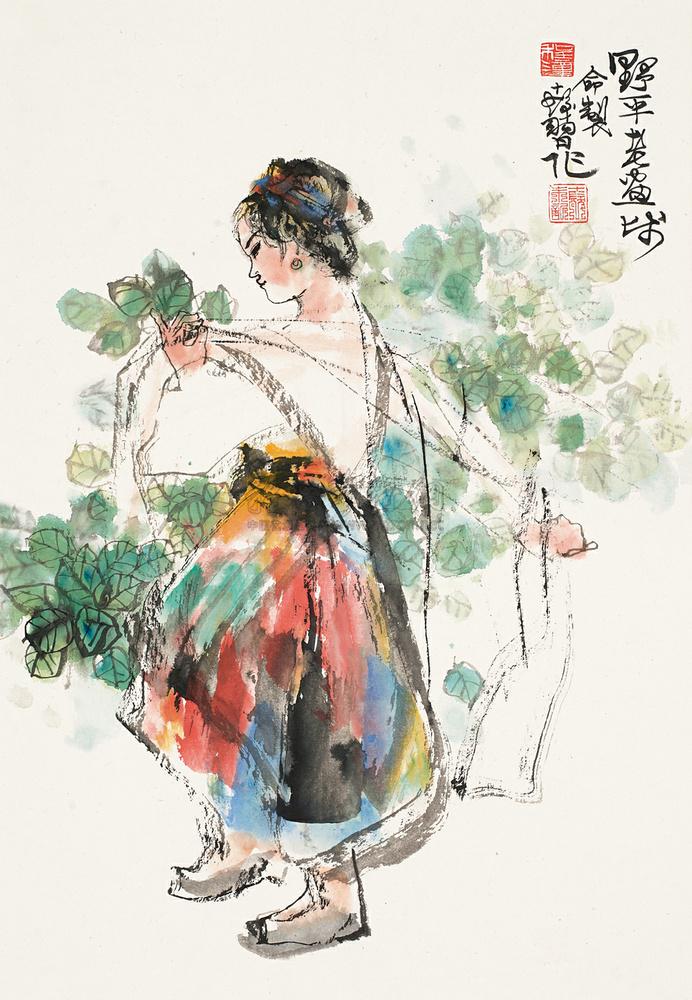 【采桑少女 镜框 设色纸本】拍卖品_图片_价格_鉴赏_绘画_雅昌艺术品