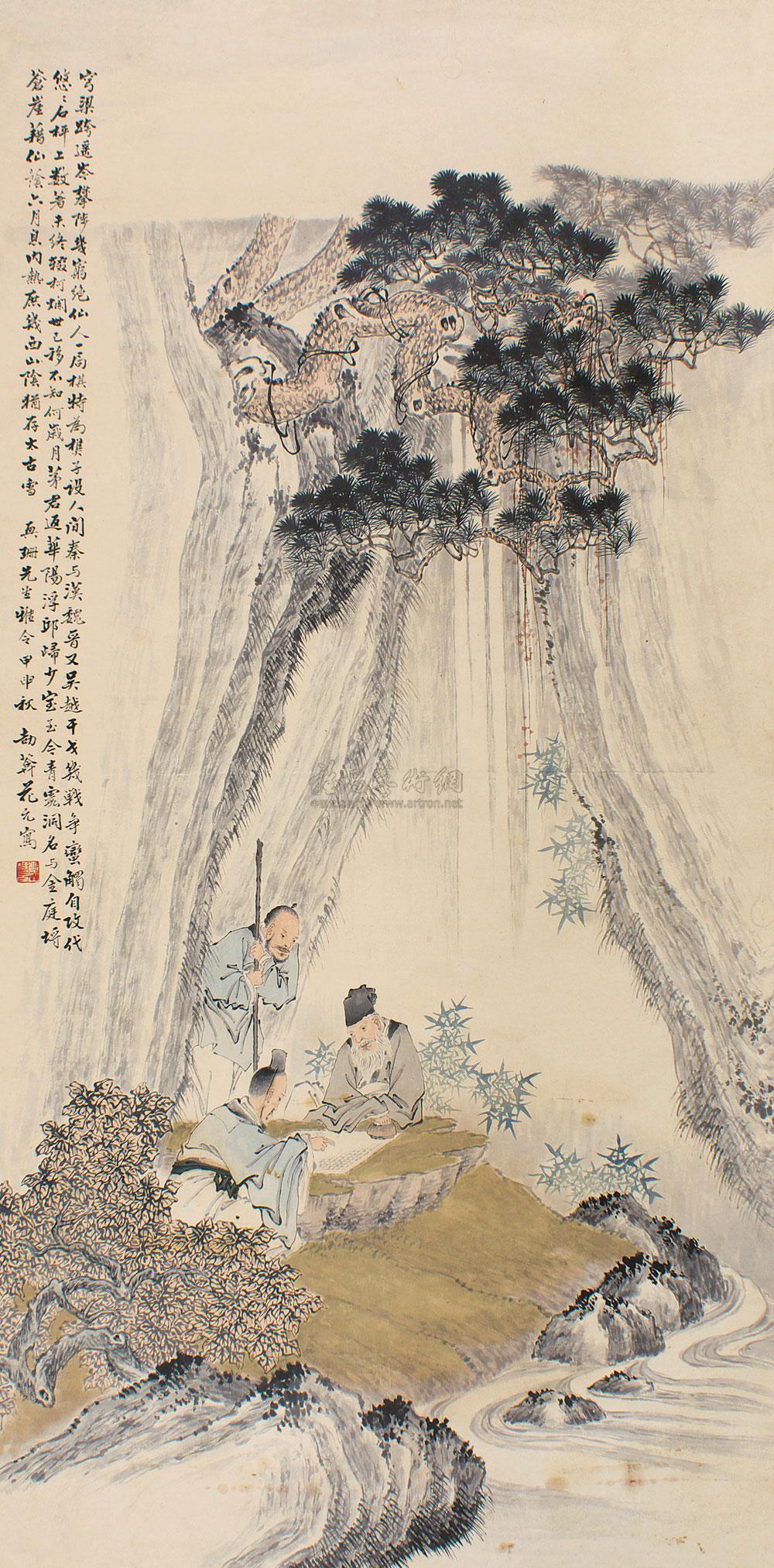 0162对弈图一件立轴纸本