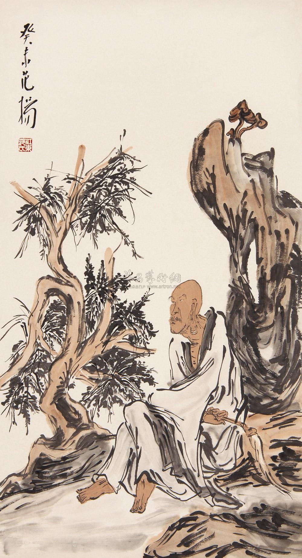 0247癸未2003年作罗汉镜心设色纸本