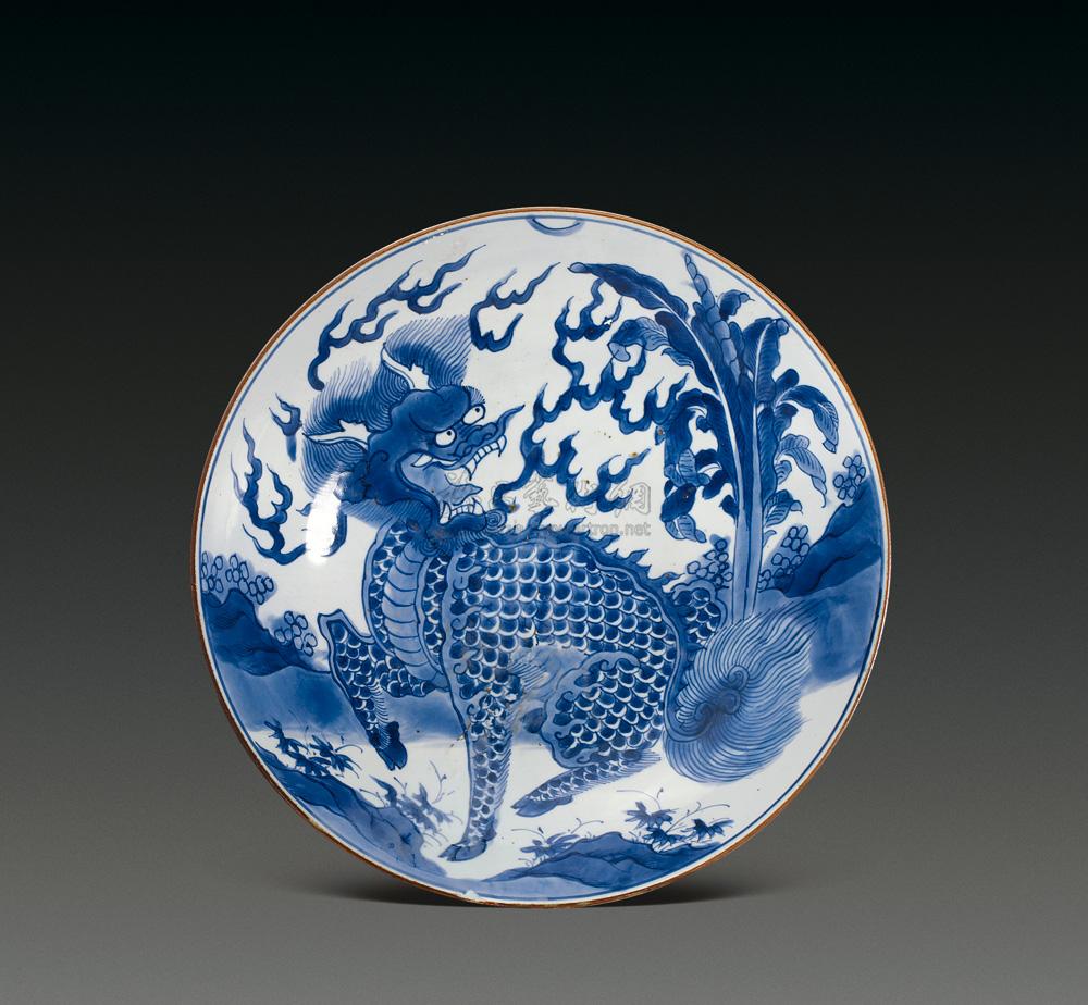 【清顺治 青花麒麟蕉叶纹大盘】拍卖品_图片_价格_鉴赏_清代青花瓷器