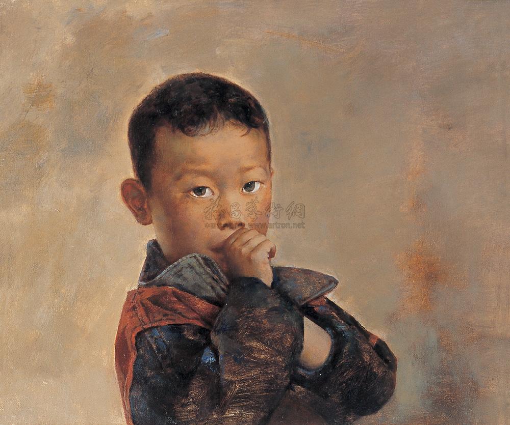 0021小男孩布面油画