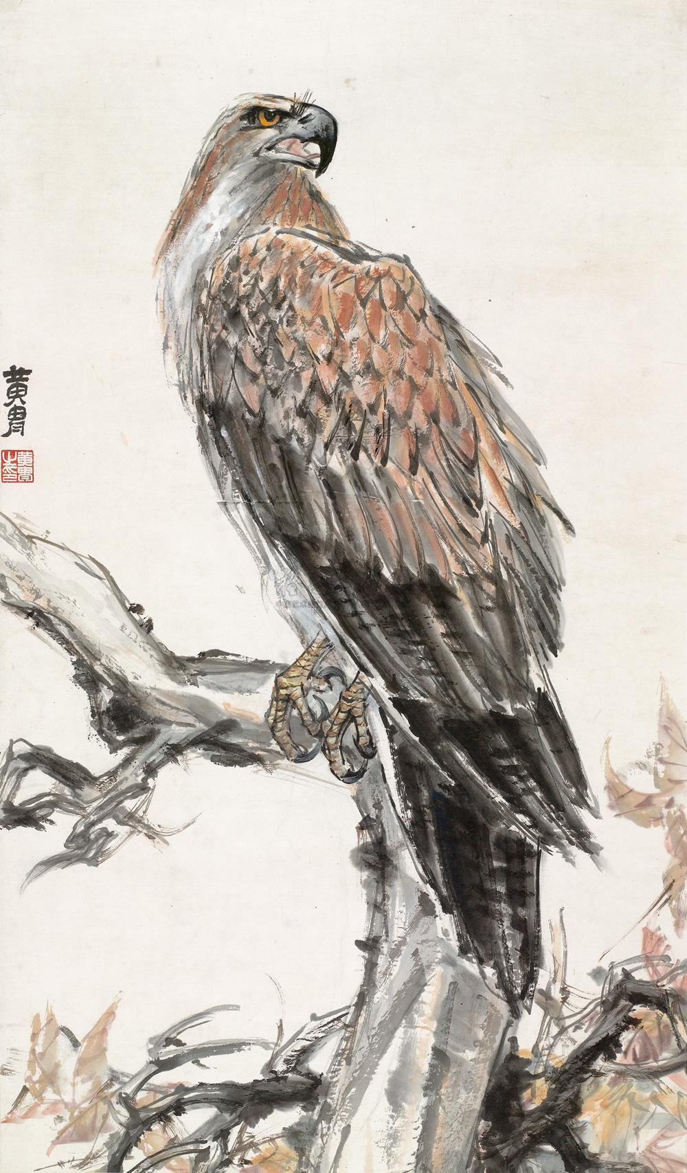 0346 松鹰 立轴 设色纸本